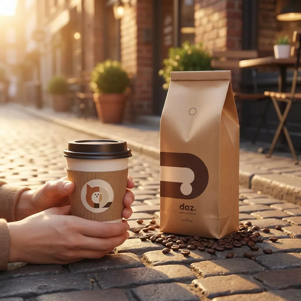 daz. kahve bardağı ve kraft poşet